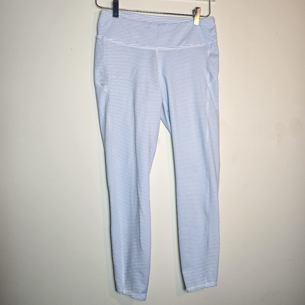 Southern Tide Light Blue Striped Leggings Size S